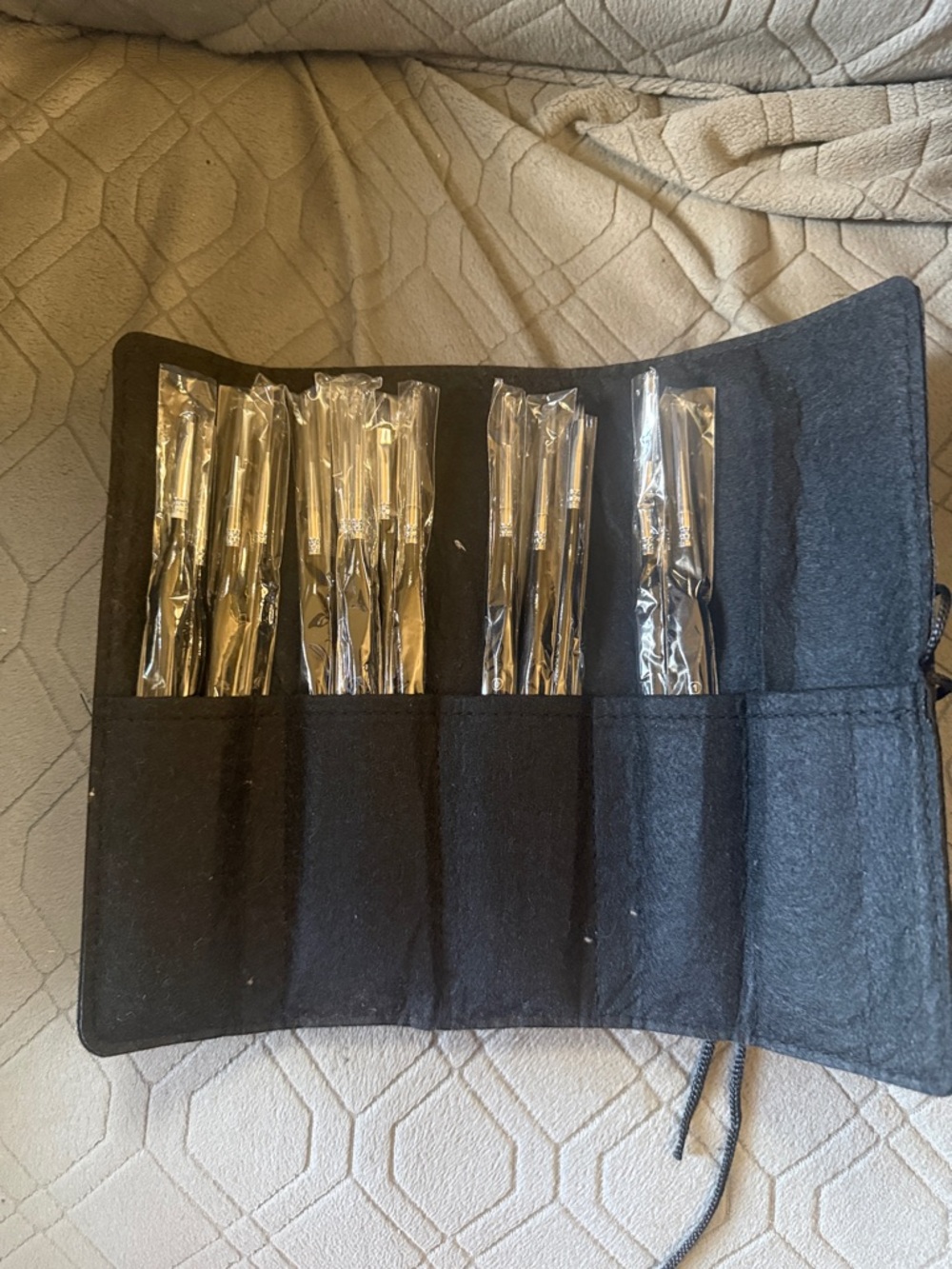 Black Brush Roll with 14 nail art brushes- new without tags